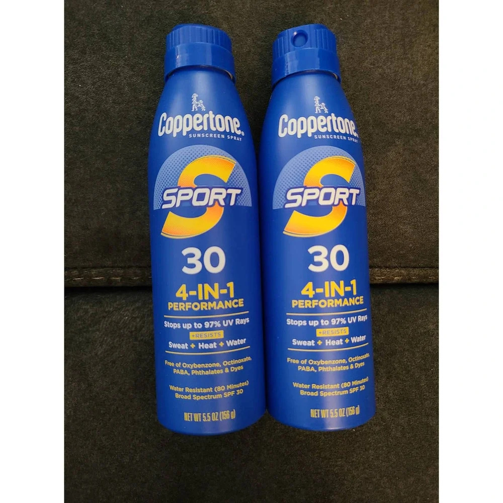 2x Coppertone Dry Oil Continuous Spray Sunscreen SPF 30 UV Protect, 5.5 oz (B11)